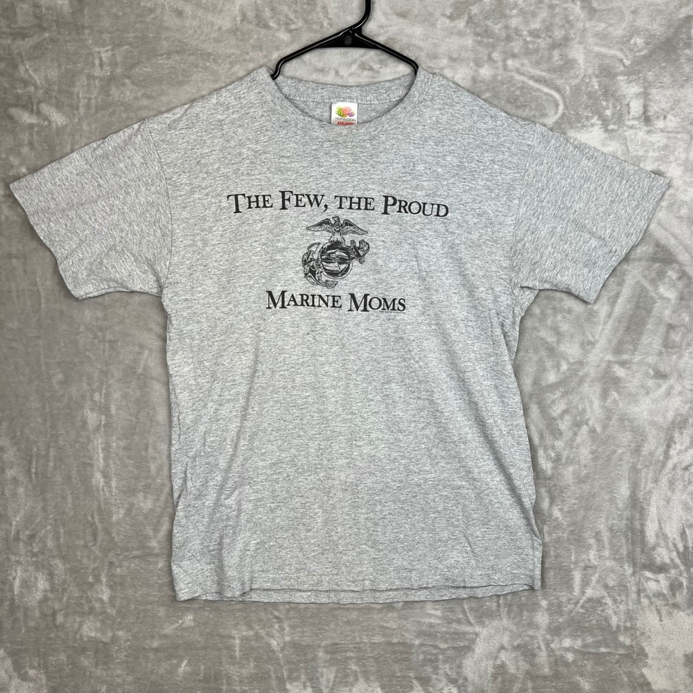 Vintage Heavy Cotton T Shirt The Few The Proud‎ Marine Moms Gray Size L
